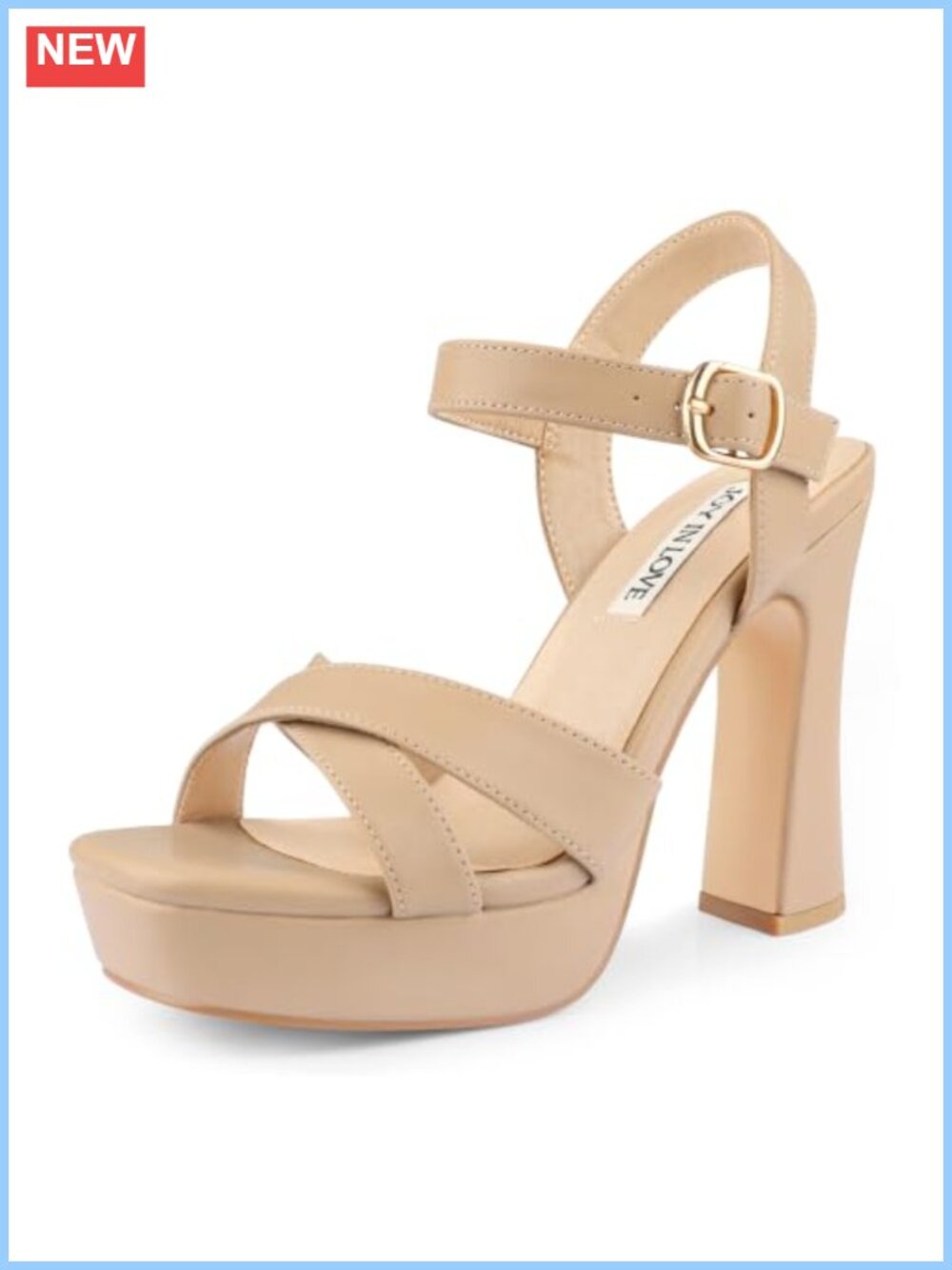 4.5" Chunky Heel Platform Sandals with Adjustable Ankle Strap